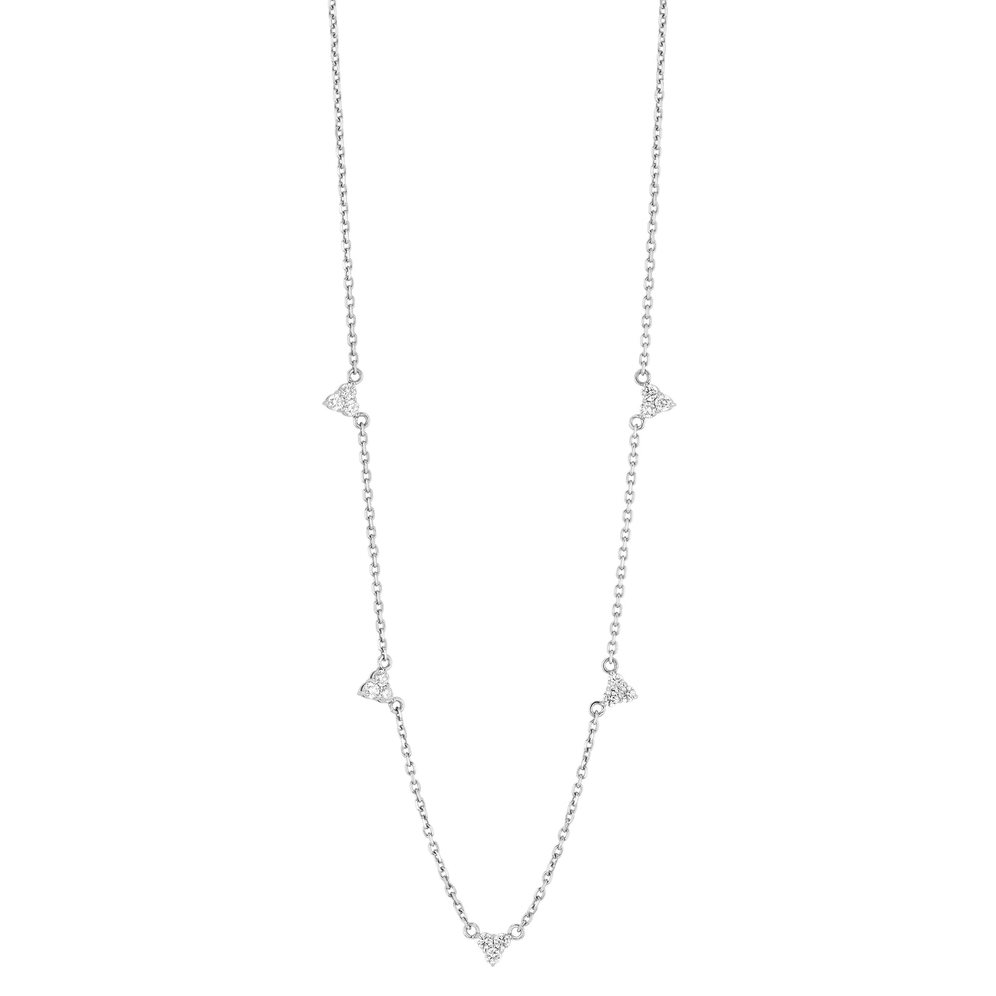 Diamond Cluster Triangle Station Necklace in White Gold