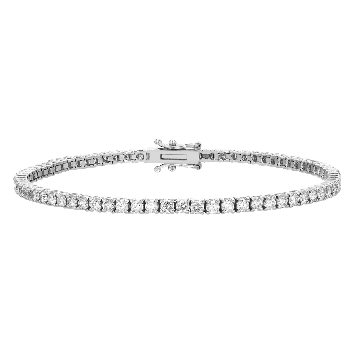 Round Diamond 4 Prong Tennis Bracelet in White Gold, 3.00 aptw