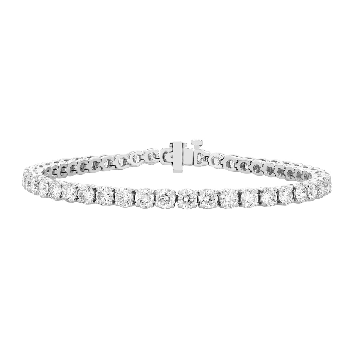 Round Diamond 4 Prong Tennis Bracelet in White Gold, 8.25 aptw