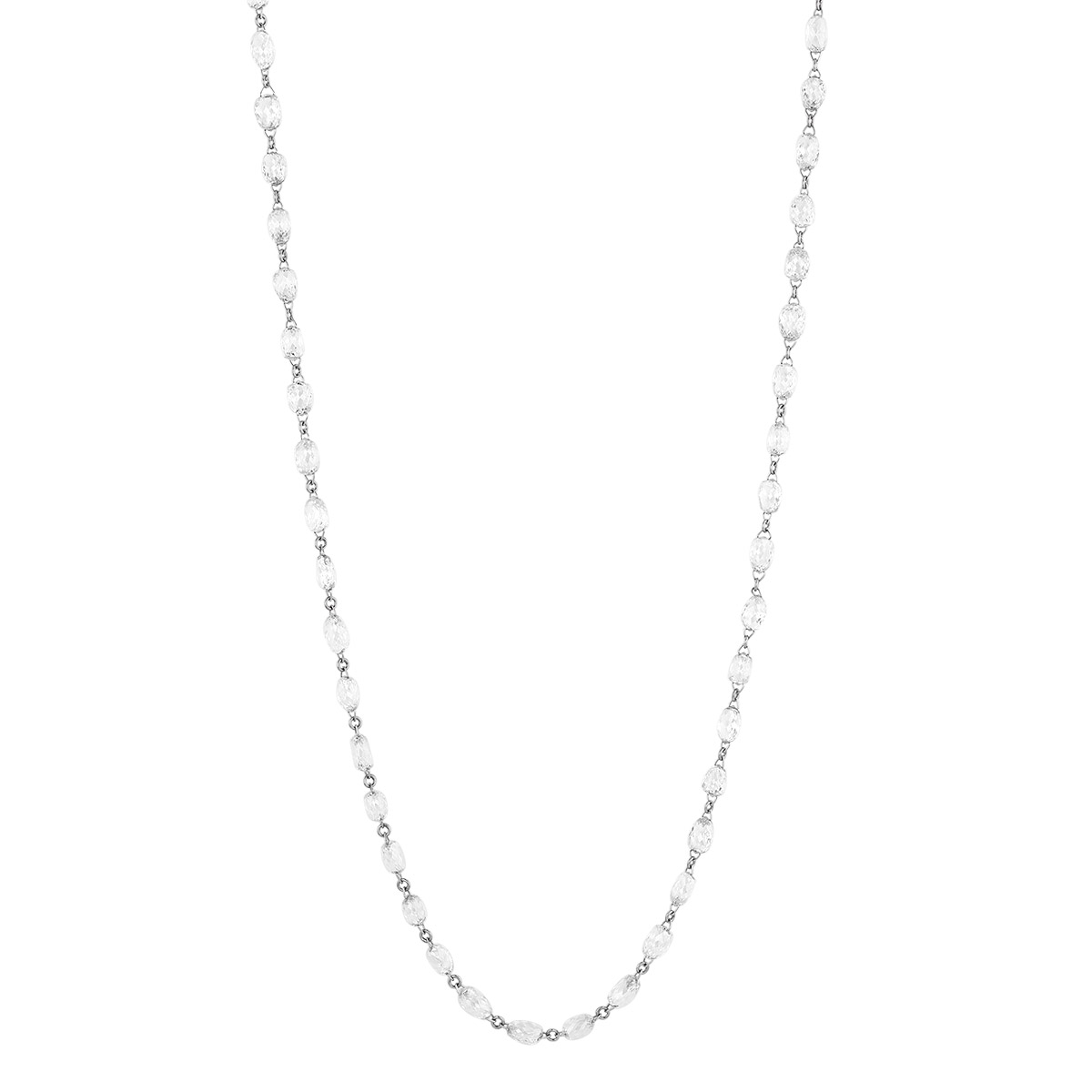 TARA Pearls Diamond Briolette Station Necklace in Platinum, 57.27 cttw