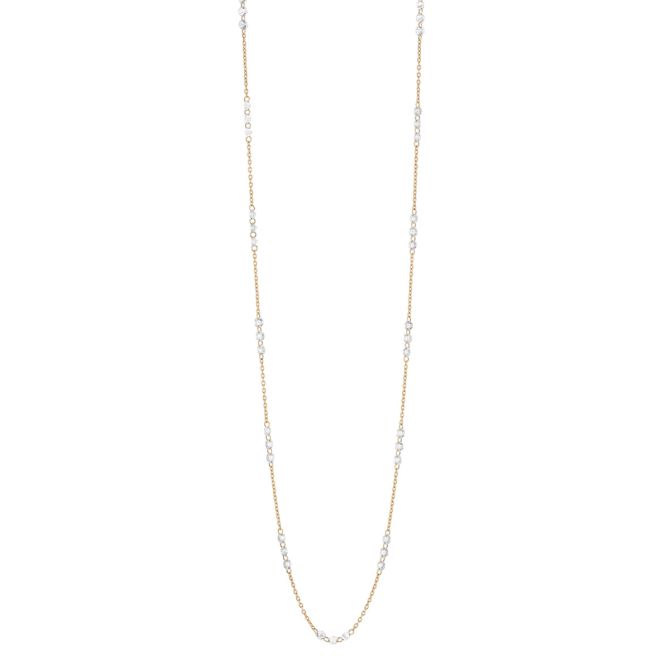 TARA Pearls Diamond Cluster Station Necklace in Yellow Gold, 18"