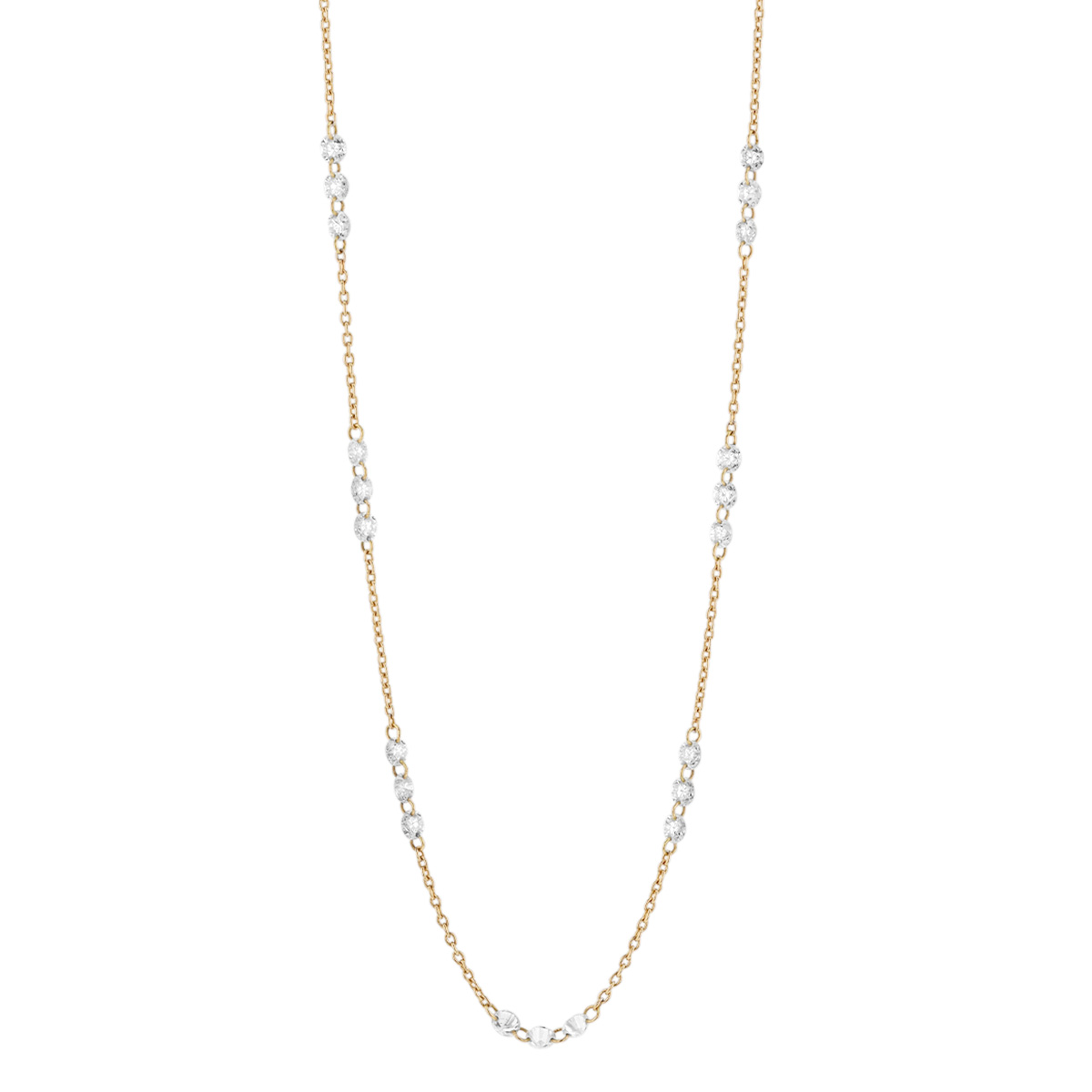 TARA Pearls Diamond Cluster Station Necklace in Yellow Gold, 18