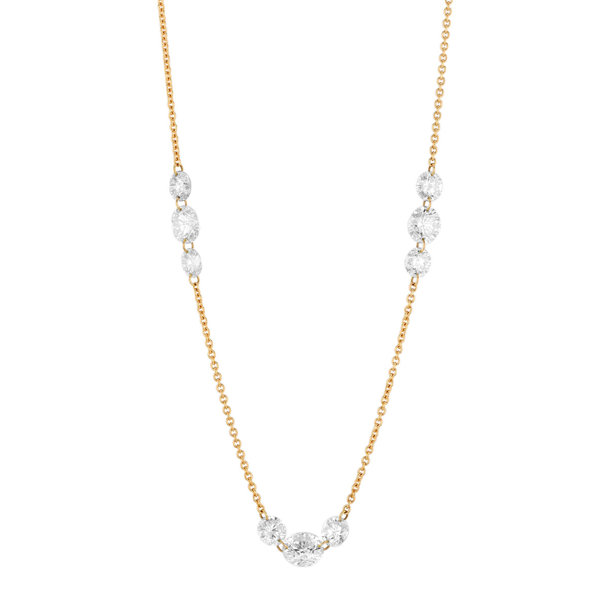 TARA Pearls Diamond Briolette Trio Station Necklace in Yellow Gold, 18