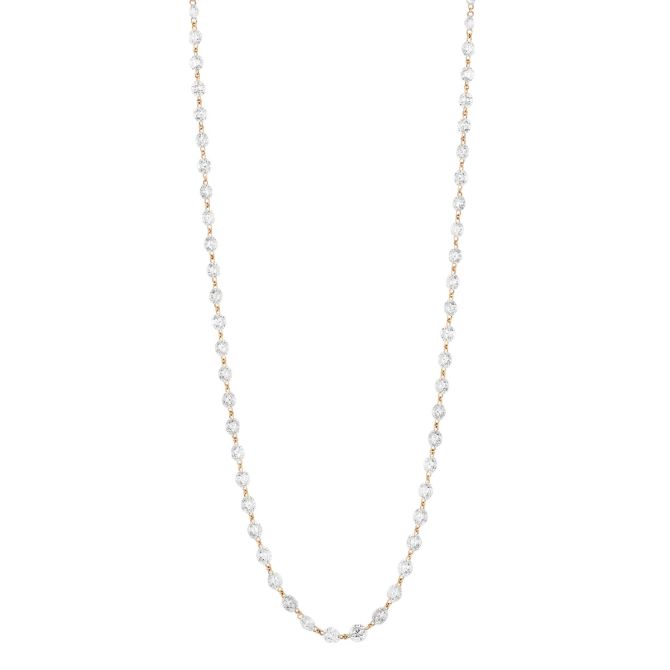 TARA Pearls Diamond Briolette Station Necklace in Rose Gold, 36.5", 38.29 cttw