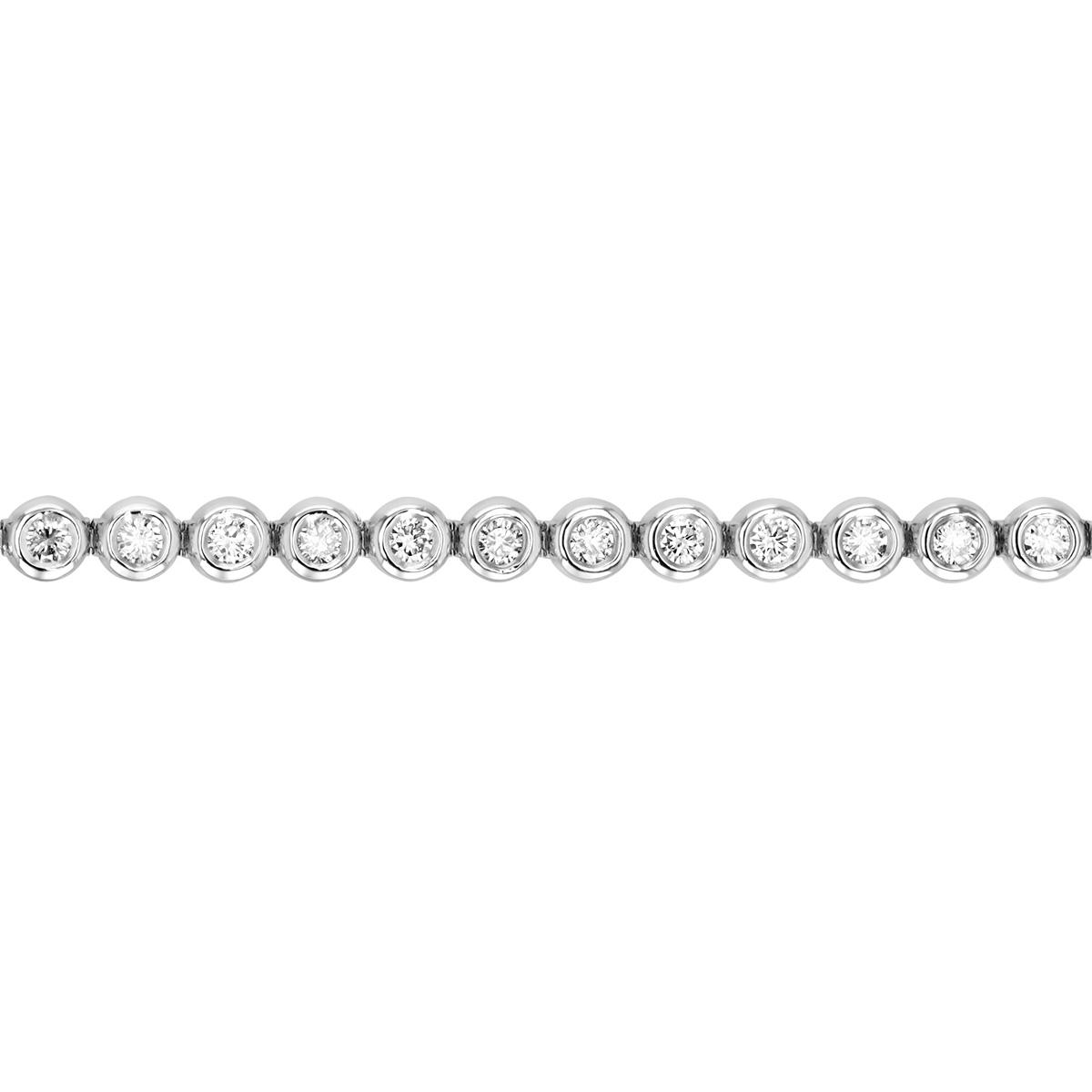 Bezel Set Round Diamond Tennis Bracelet in White Gold, 7