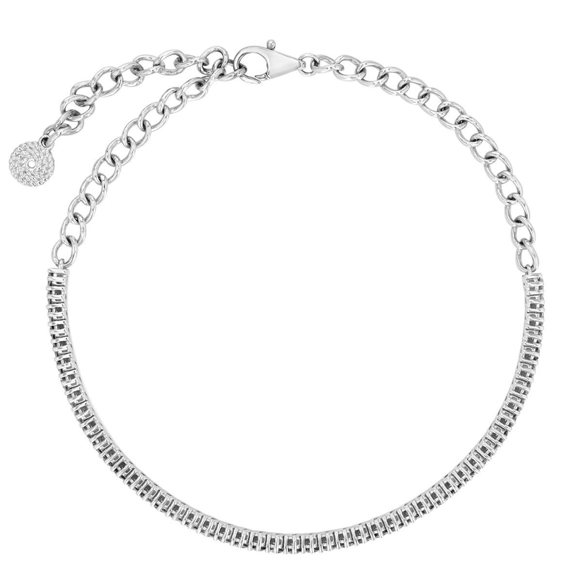 Round Diamond Half Tennis Bracelet in White Gold, 1.50 aptw