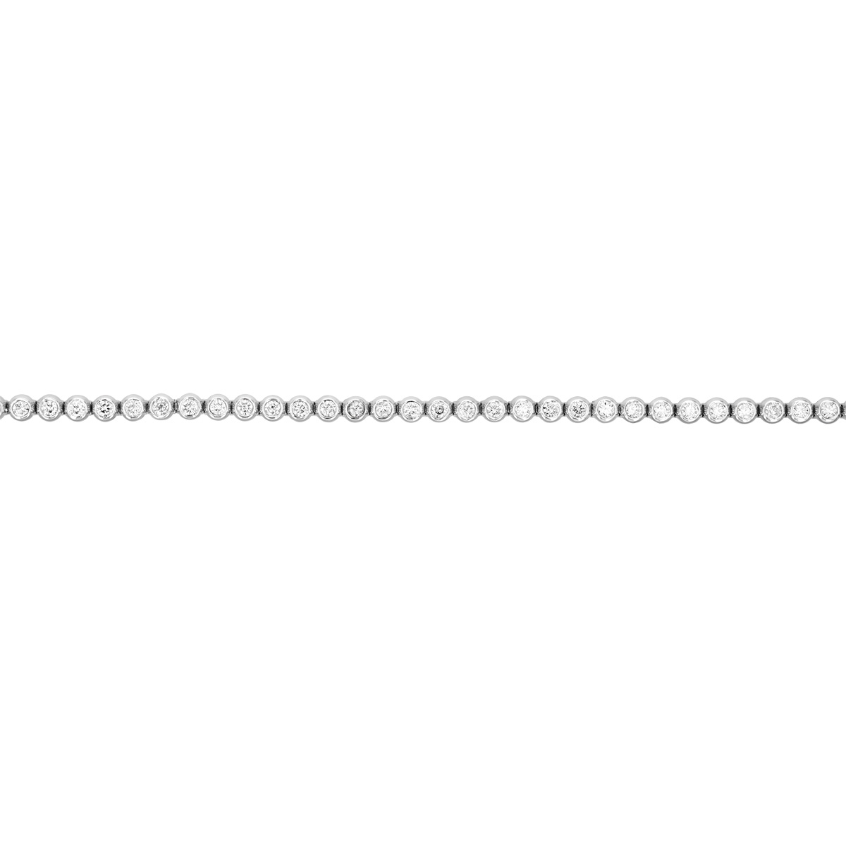 Bezel Set Round Diamond Tennis Bracelet in White Gold, 7