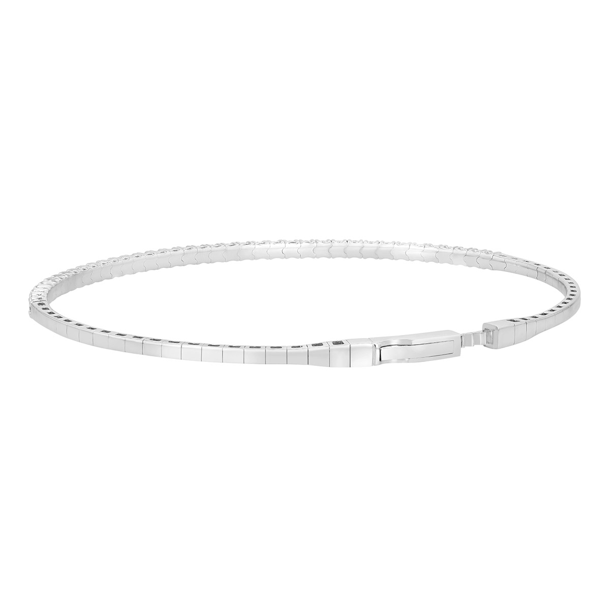 Round Diamond 4 Prong Flexible Tennis Bracelet in White Gold, 6.75