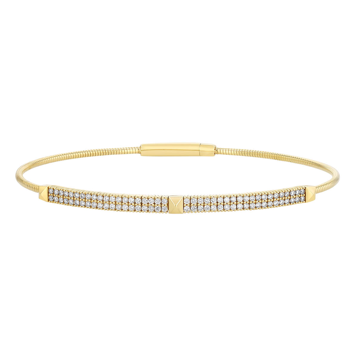 Diamond Pavé Bangle Bracelet in Yellow Gold, 6.75