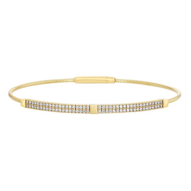 Diamond Pavé Bangle Bracelet in Yellow Gold, 6.75"