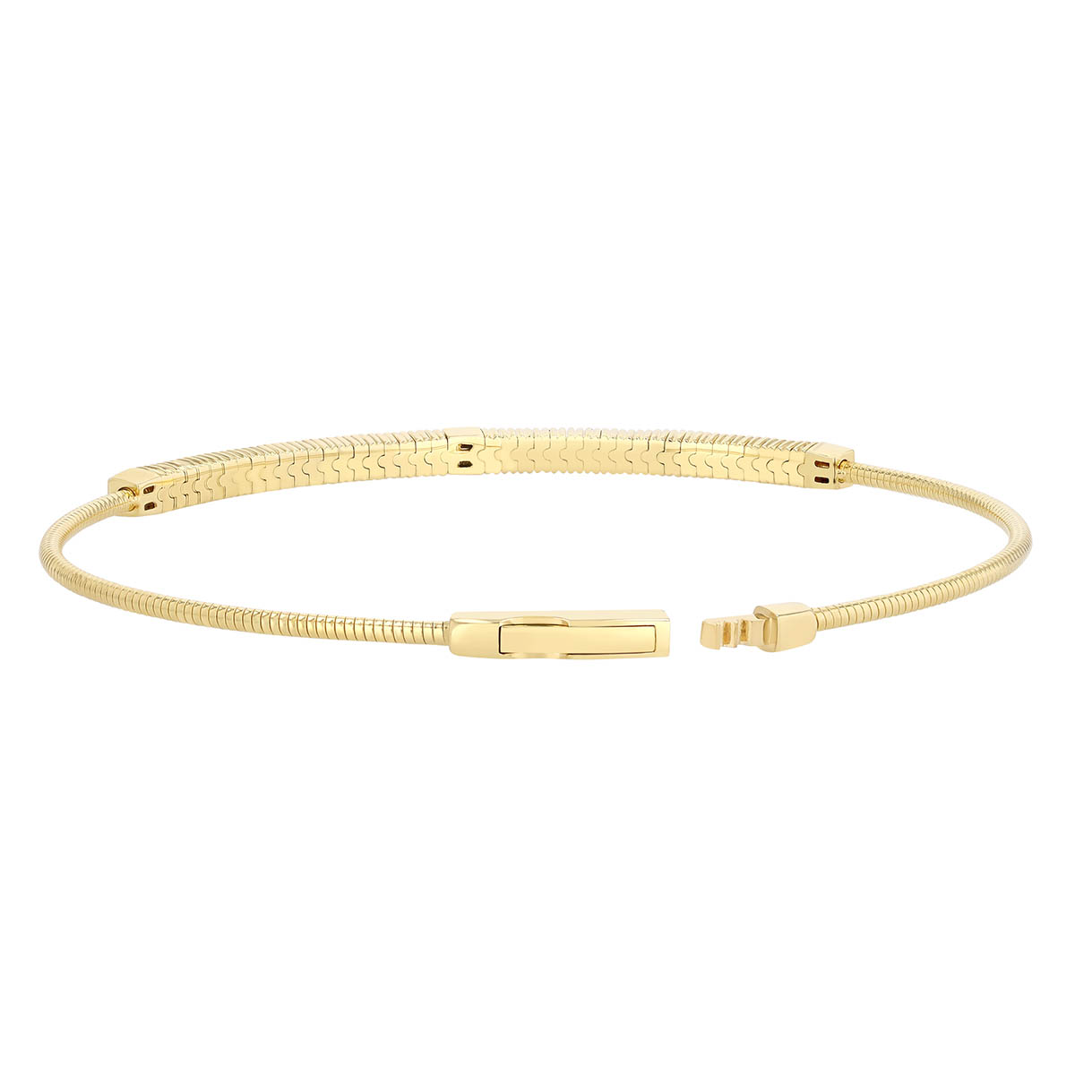 Diamond Pavé Bangle Bracelet in Yellow Gold, 6.75