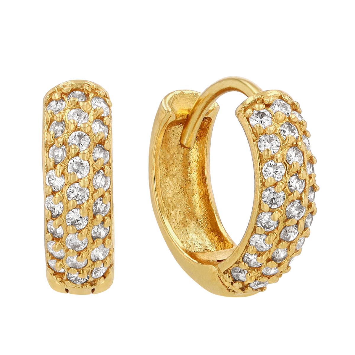 Gurhan Diamond Pavé Huggie Hoop Earrings in Yellow Gold