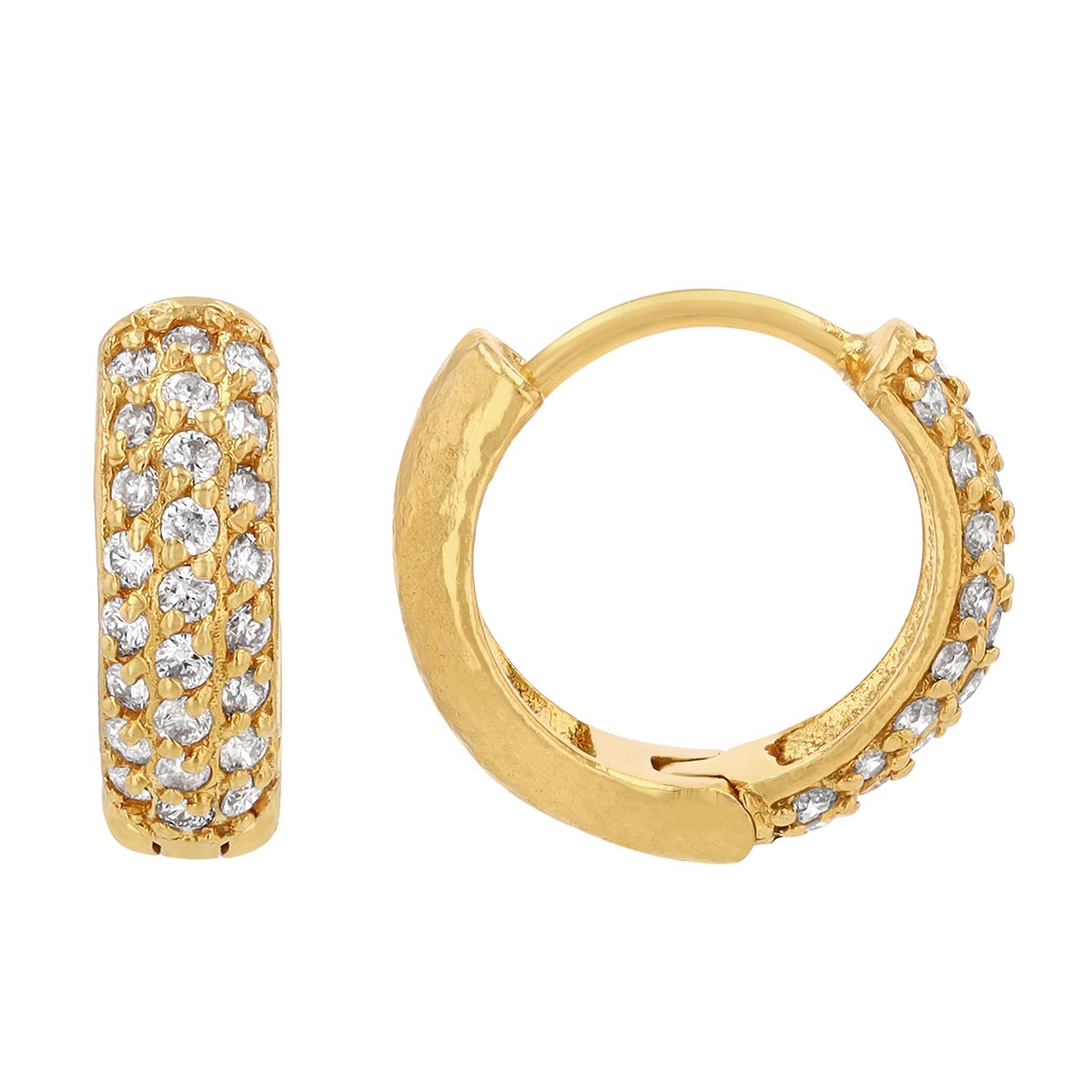 Gurhan Diamond Pavé Huggie Hoop Earrings in Yellow Gold