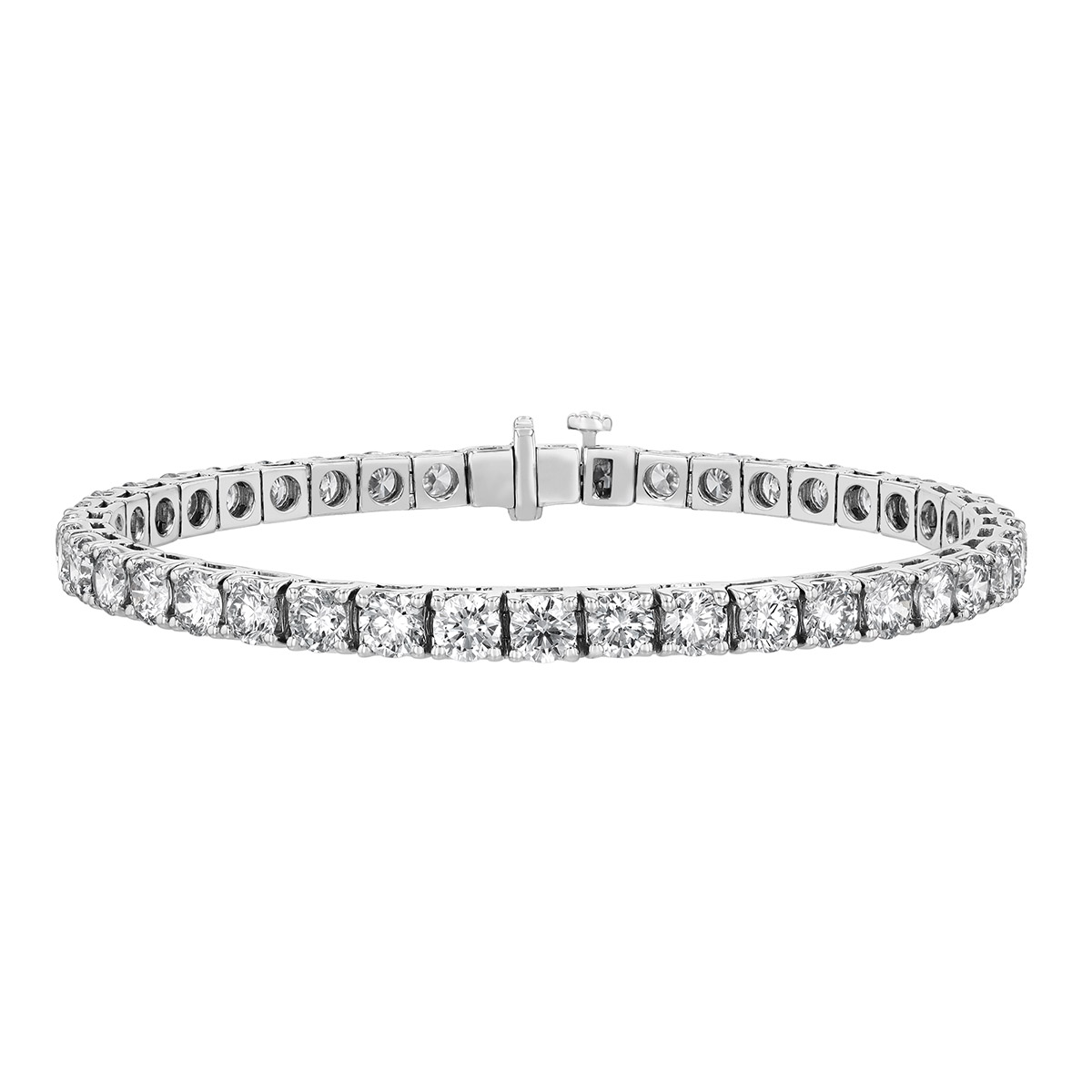 Lab-Grown Round Diamond 4 Prong Tennis Bracelet in White Gold, 7.5