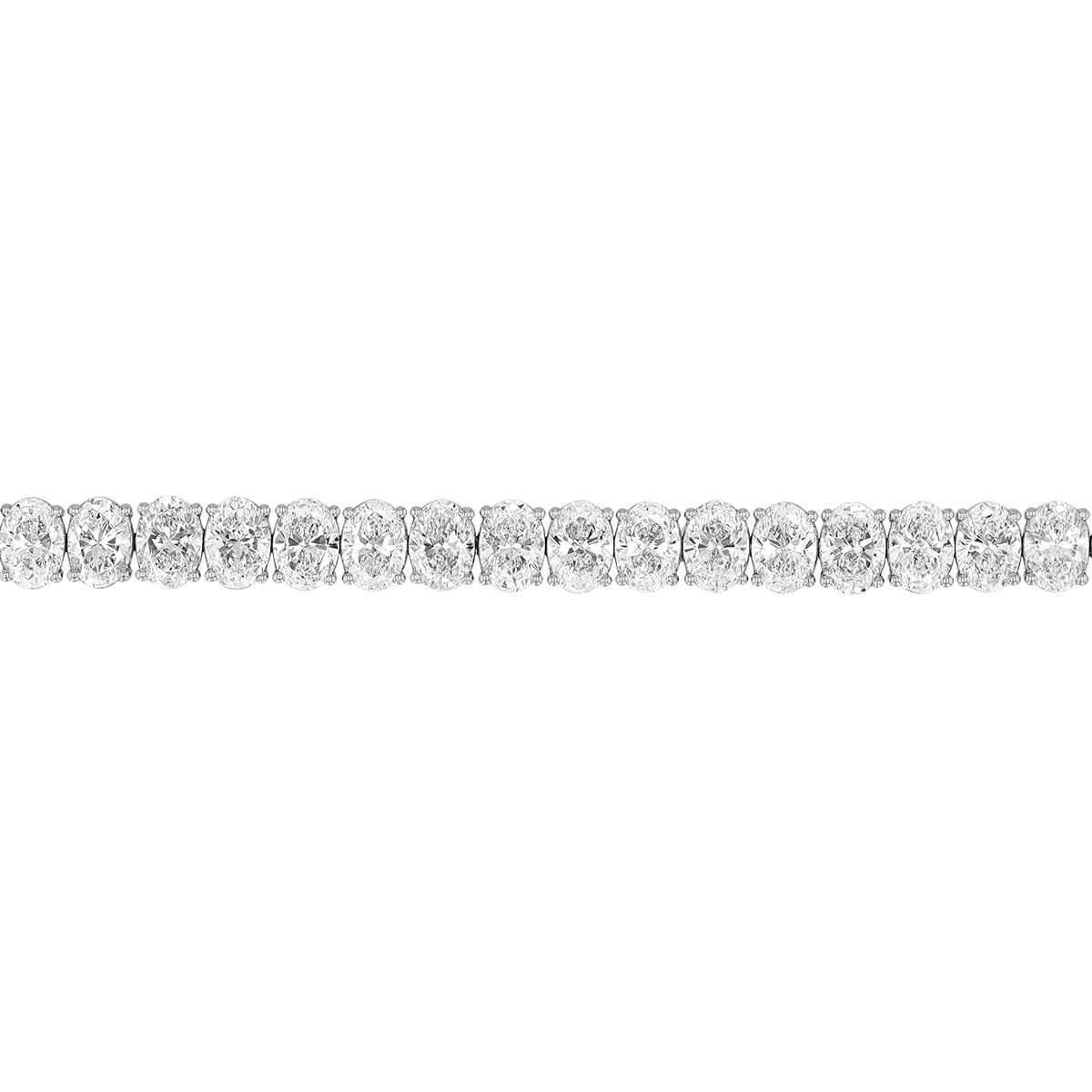 Lab-Grown Oval Diamond 4 Prong Tennis Bracelet in White Gold, 7
