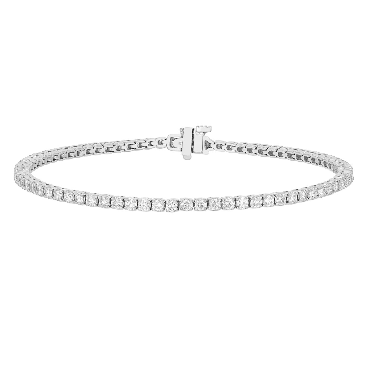 Round Diamond 4 Prong Tennis Bracelet in White Gold, 7