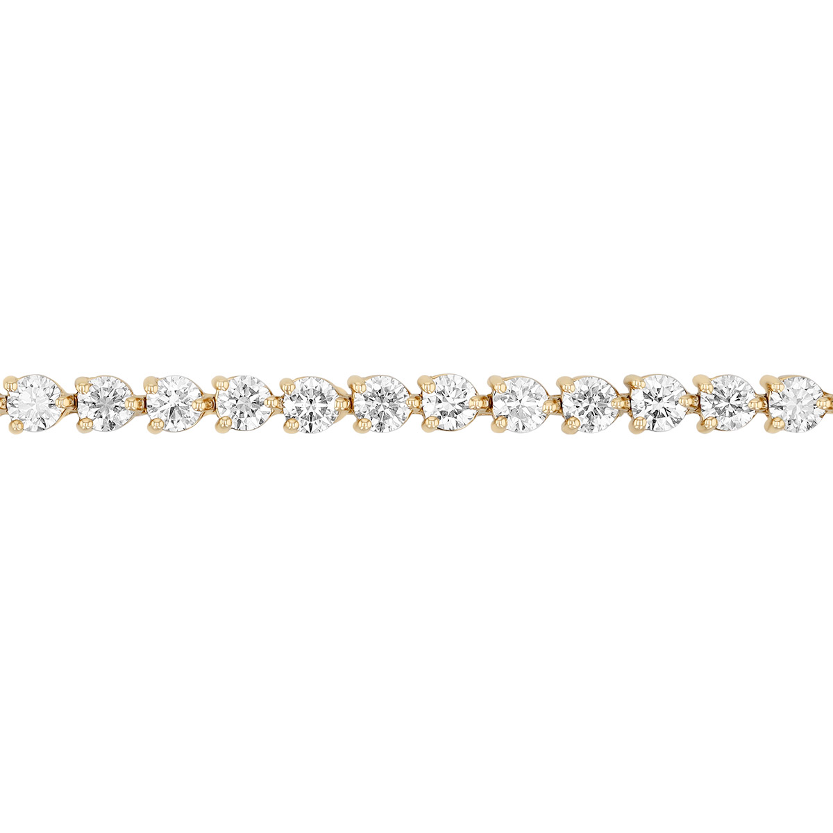 Round Diamond 3 Prong Tennis Bracelet in Yellow Gold, 7