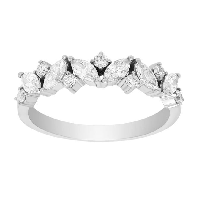Mixed Shape Diamond Cluster Ring in White Gold