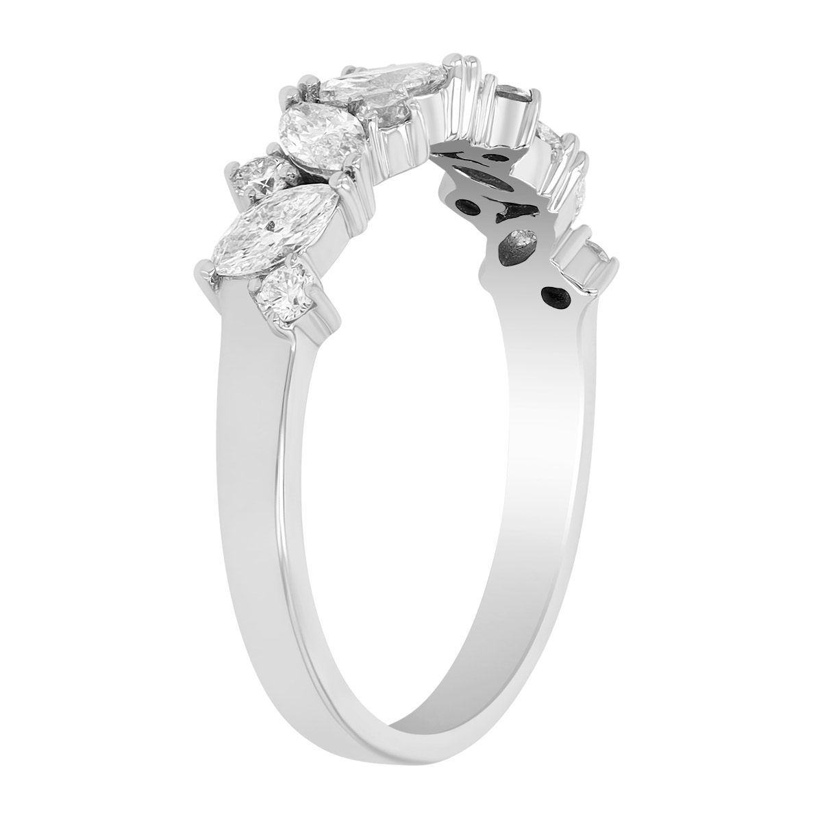 Mixed Shape Diamond Cluster Ring in White Gold