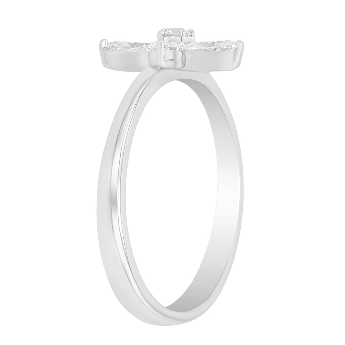 Mixed Shape Diamond Flower Ring in White Gold