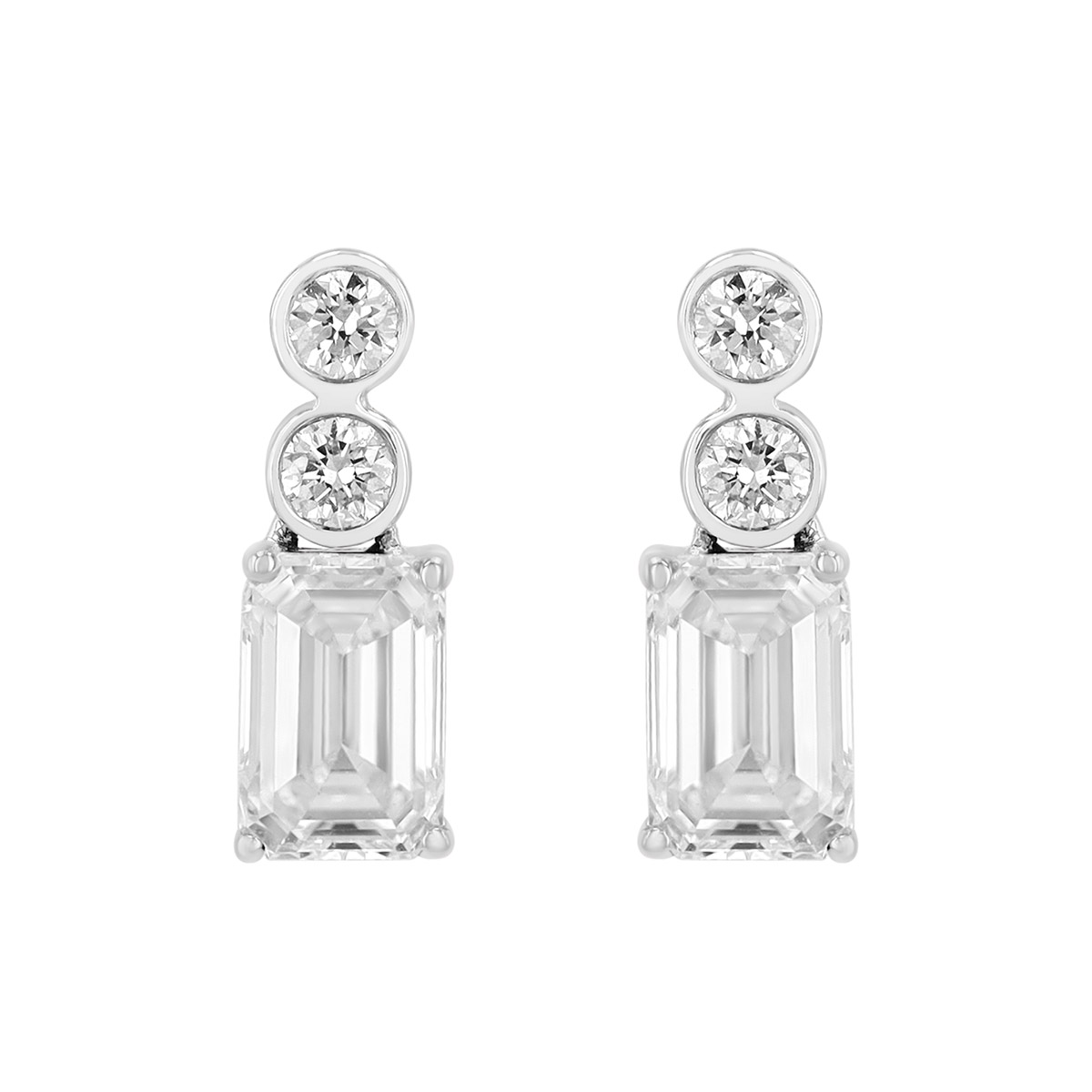 Dainty Mixed Shape Diamond Trio Stud Earrings in White Gold