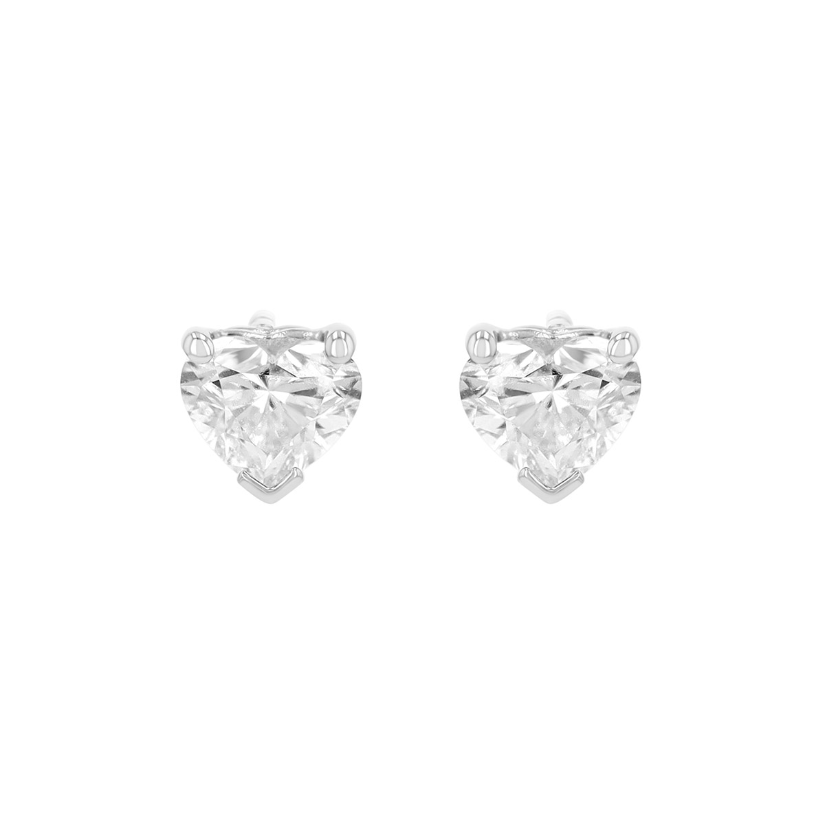 Heart Shape Diamond Stud Earrings in White Gold, 0.65 cttw