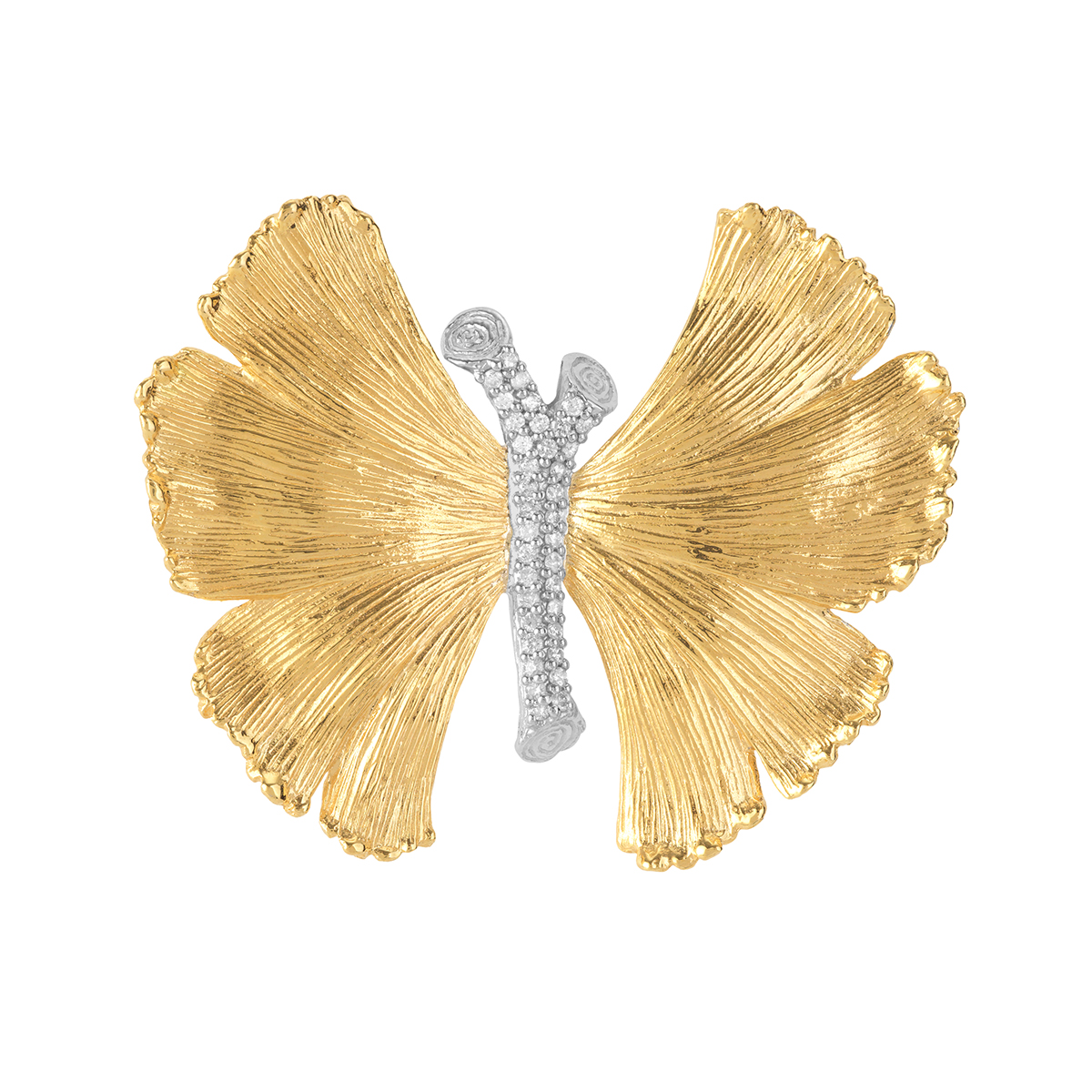Michael Aram Butterfly Ginkgo Brooch with Diamonds
