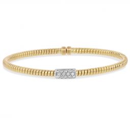 18K Yellow & White Gold Diamond Pave Station Cuff Bracelet 18K Yellow & White Gold Diamond Pave Station Cuff Bracelet
