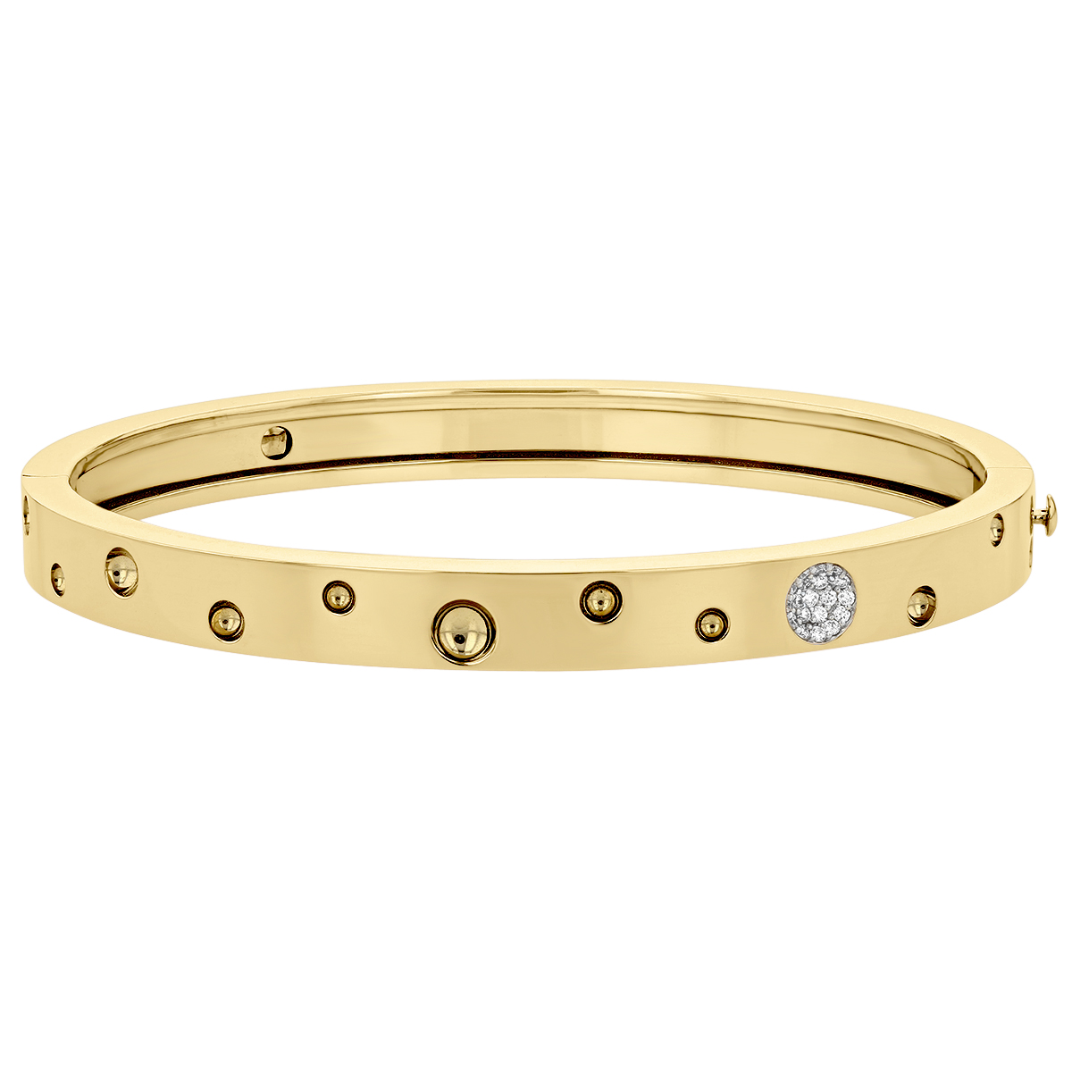 Roberto Coin Pois Moi Luna Diamond Hinged Bangle Bracelet in Yellow Gold