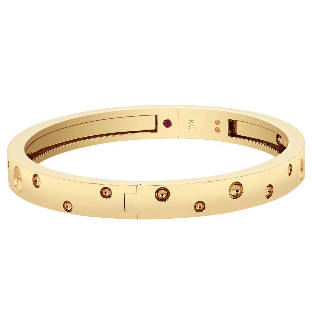 Roberto Coin Pois Moi Luna Diamond Hinged Bangle Bracelet in Yellow Gold