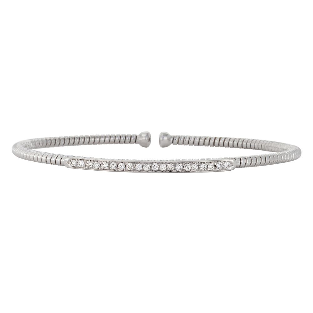 Diamond Bar & White Gold Cuff Bracelet