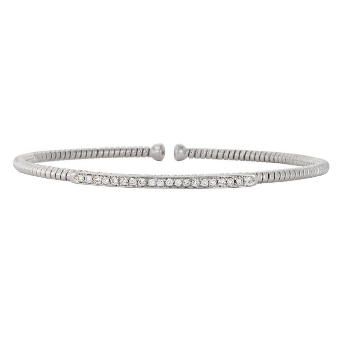 Diamond Bar & White Gold Cuff Bracelet