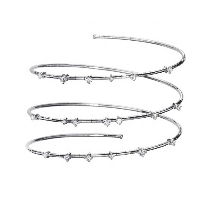Mattia Cielo Diamond Station & White Gold Flex Coil Bracelet