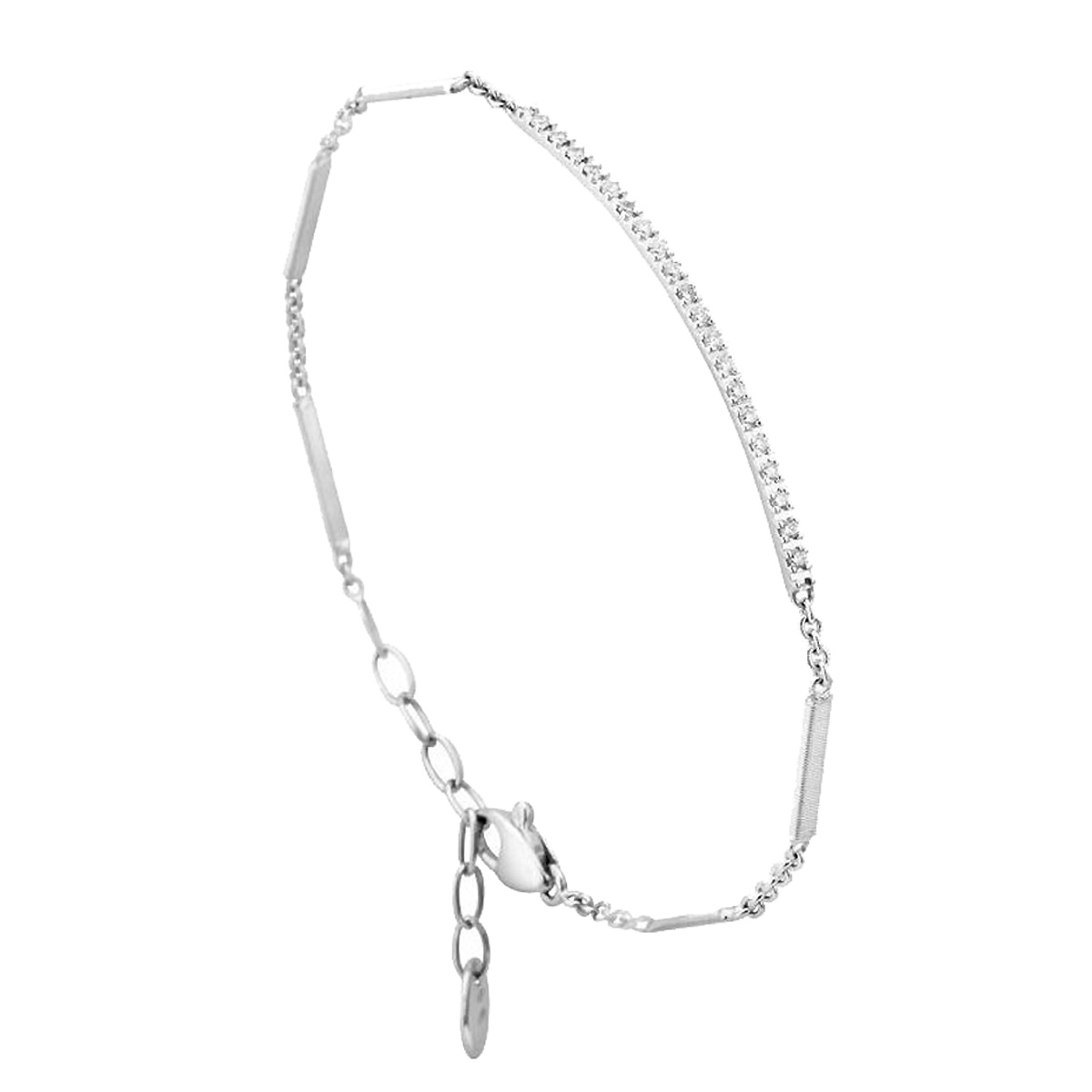 Marco Bicego Goa White Gold & Pavé Diamond Bar Bracelet