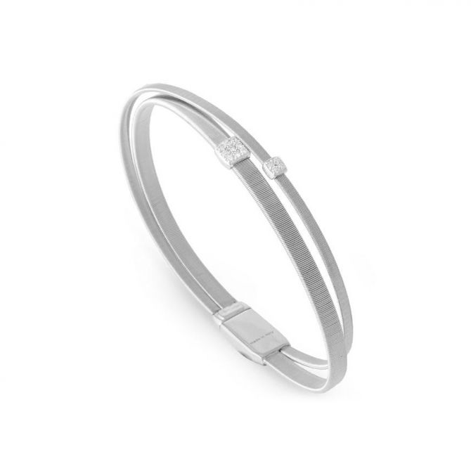 Marco Bicego Masai White Gold Two Strand Crossover Diamond Bracelet