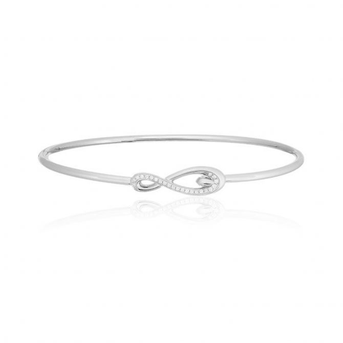 Diamond Cypress Wire Bangle Bracelet in White Gold