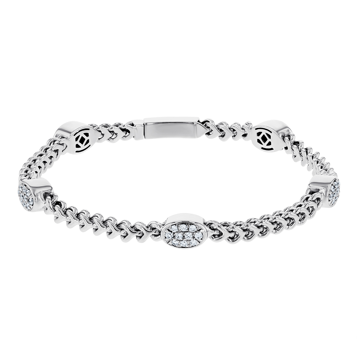 Diamante - 3 Station Pavé Link Rhodium Bracelet main image 1