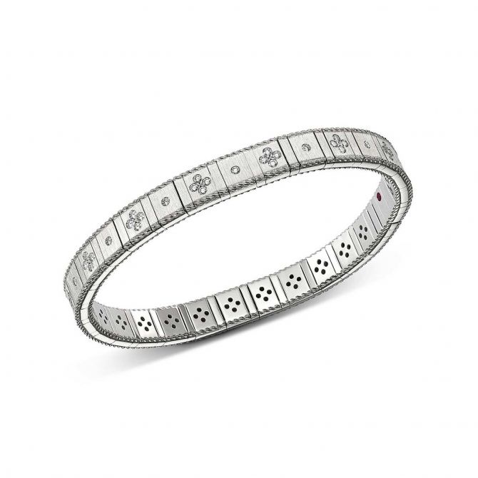 Roberto Coin Princess White Gold Satin Finish Flexible Bracelet