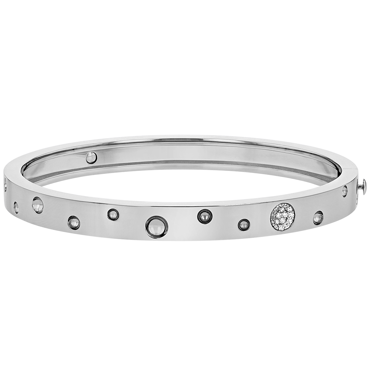 Roberto Coin Pois Moi Luna Diamond Hinged Bangle Bracelet in White Gold ...