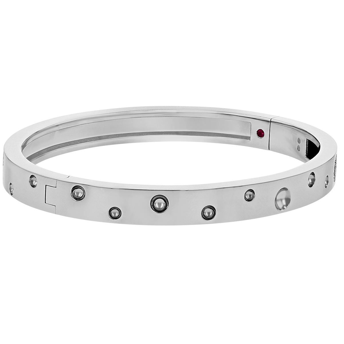 Roberto Coin Pois Moi Luna Diamond Hinged Bangle Bracelet in White Gold