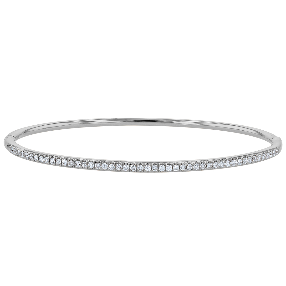 Diamond French Pavé Slim Bangle Bracelet in White Gold
