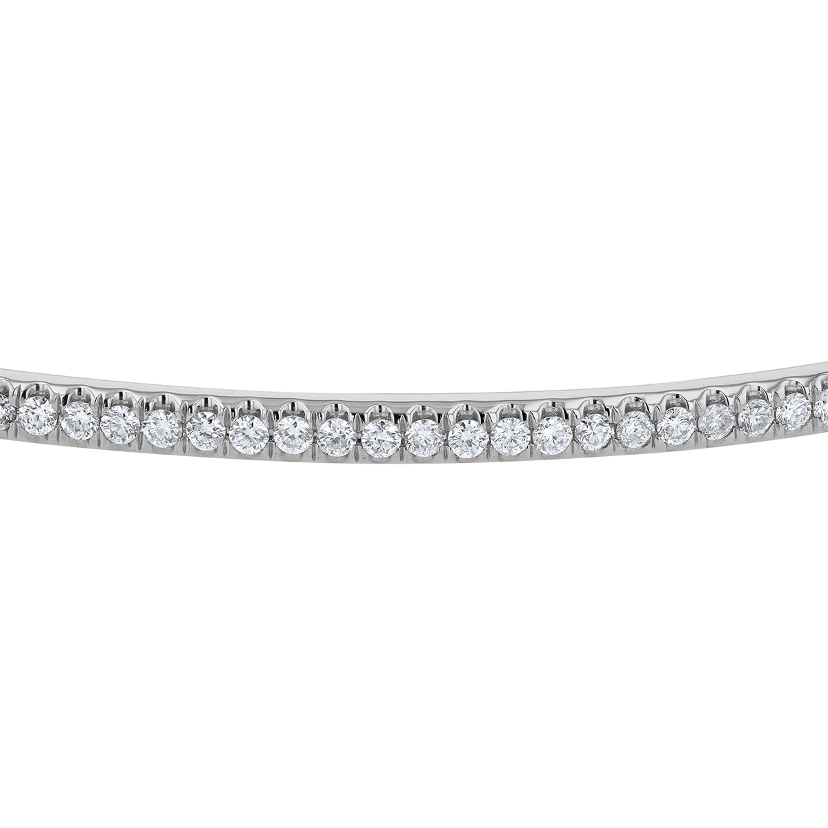 Diamond French Pavé Slim Bangle Bracelet in White Gold