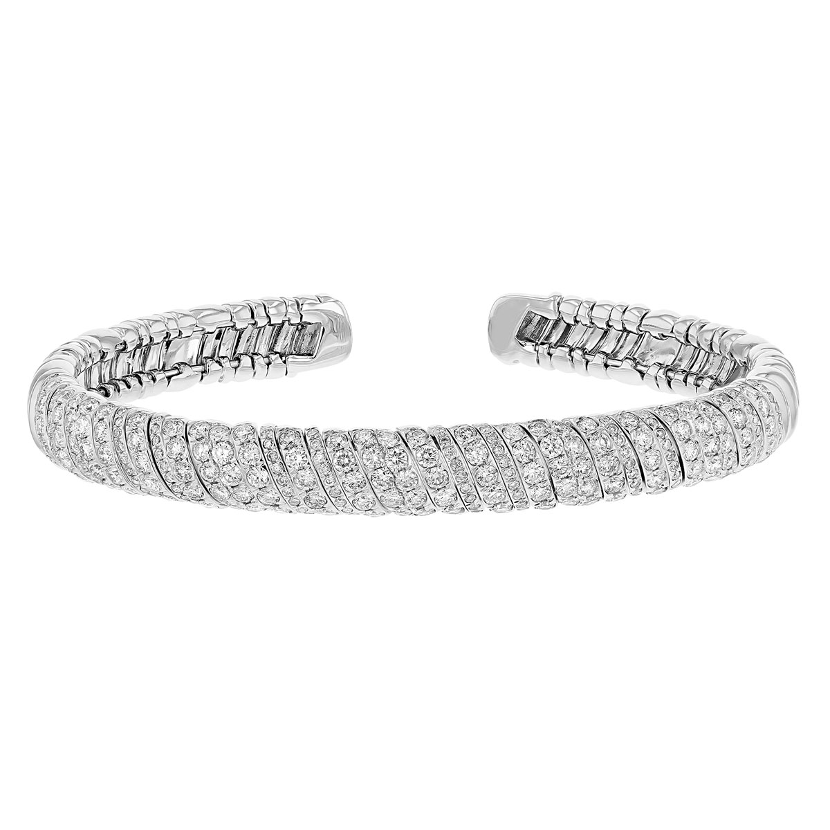 Diamond Flexible Cuff Bangle Bracelet in White Gold Borsheims