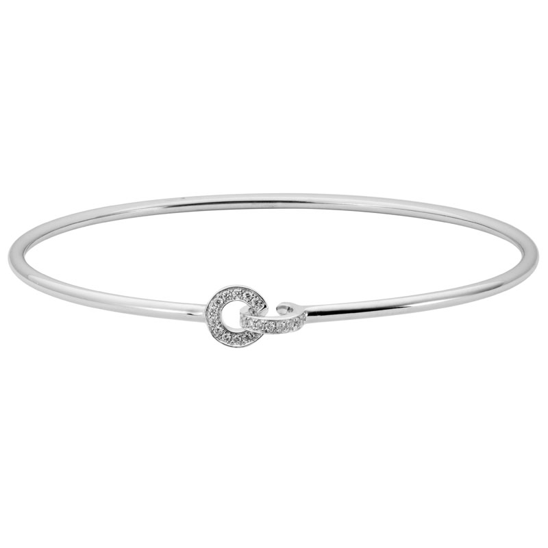 Diamond Interlocking Circle Hook Bangle Bracelet in White Gold | Borsheims