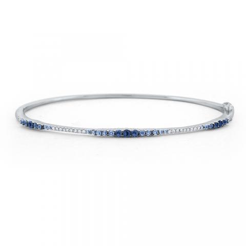 Sapphire & Diamond Ombre Bangle Bracelet in White Gold