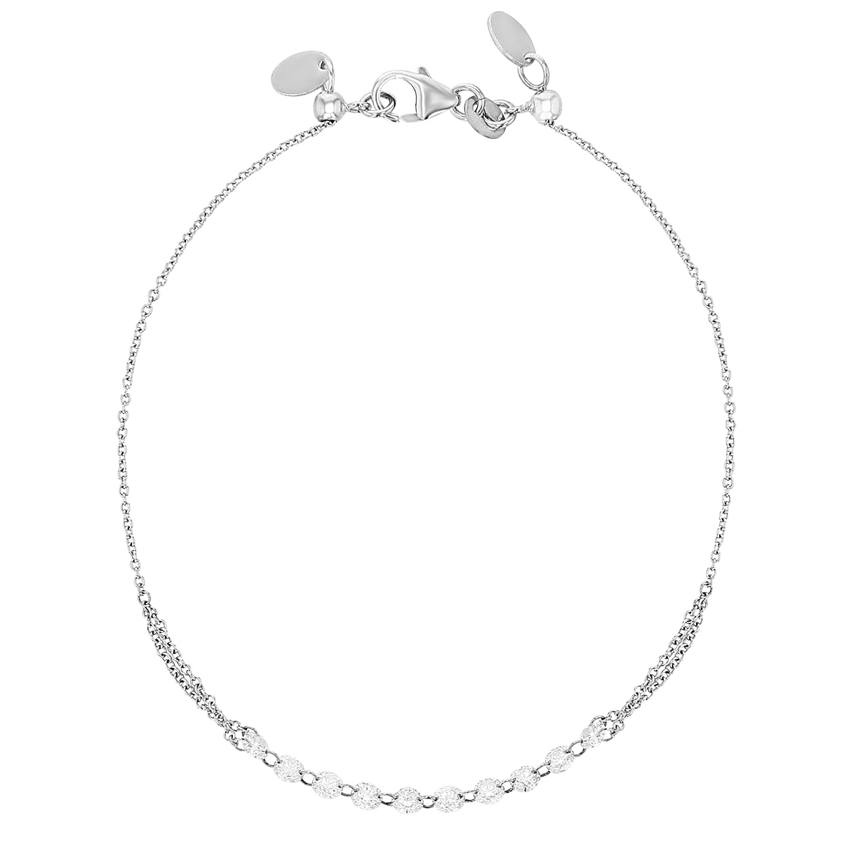 Aresa Diamond 10 Stone Chain Braclet in White Gold, 7.5