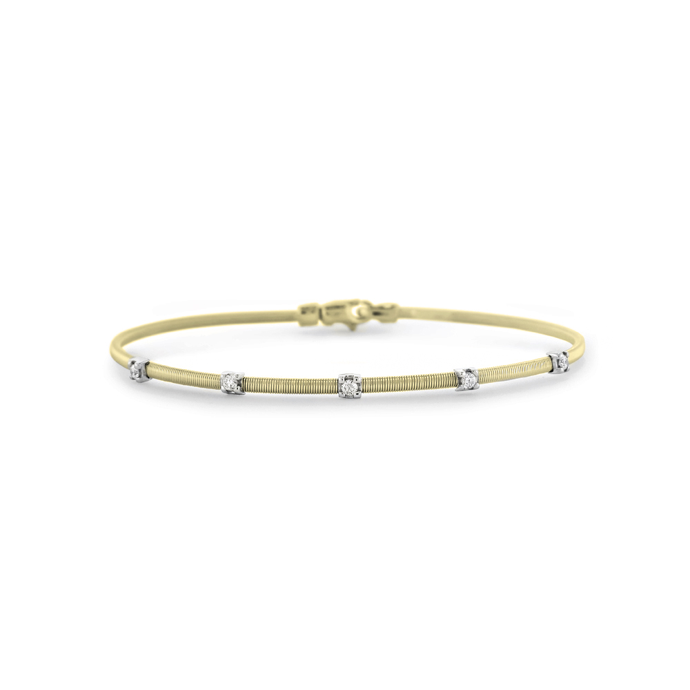 14K Yellow Gold 5 Station Diamond Flex Bangle Bracelet