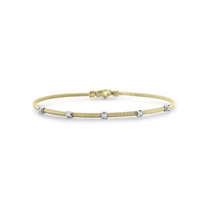 14K Yellow Gold 5 Station Diamond Flex Bangle Bracelet