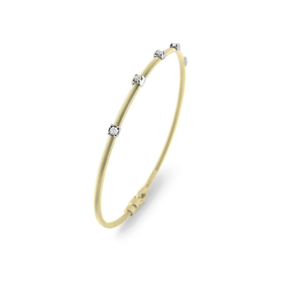 14K Yellow Gold 5 Station Diamond Flex Bangle Bracelet