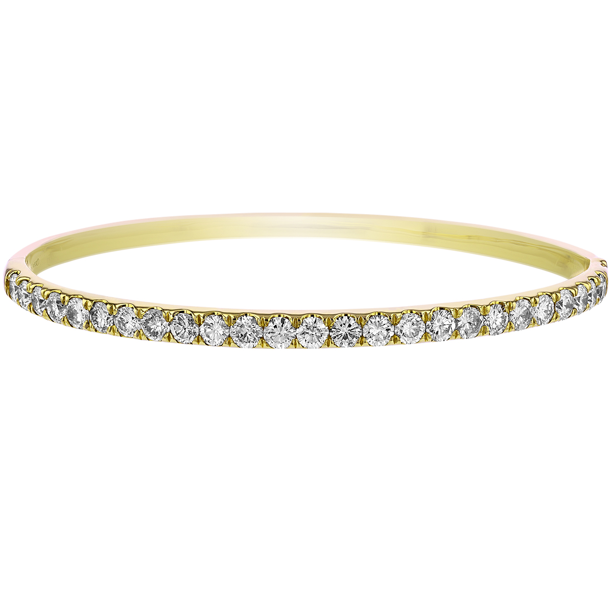 Diamond Hinged Bangle Bracelet in Yellow Gold, 3.00 cttw